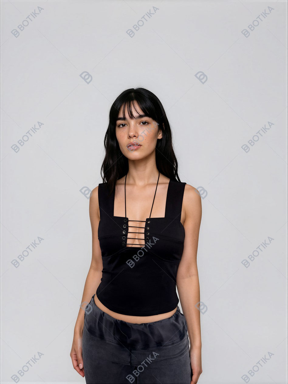 Laced-Up Soft Corset Top