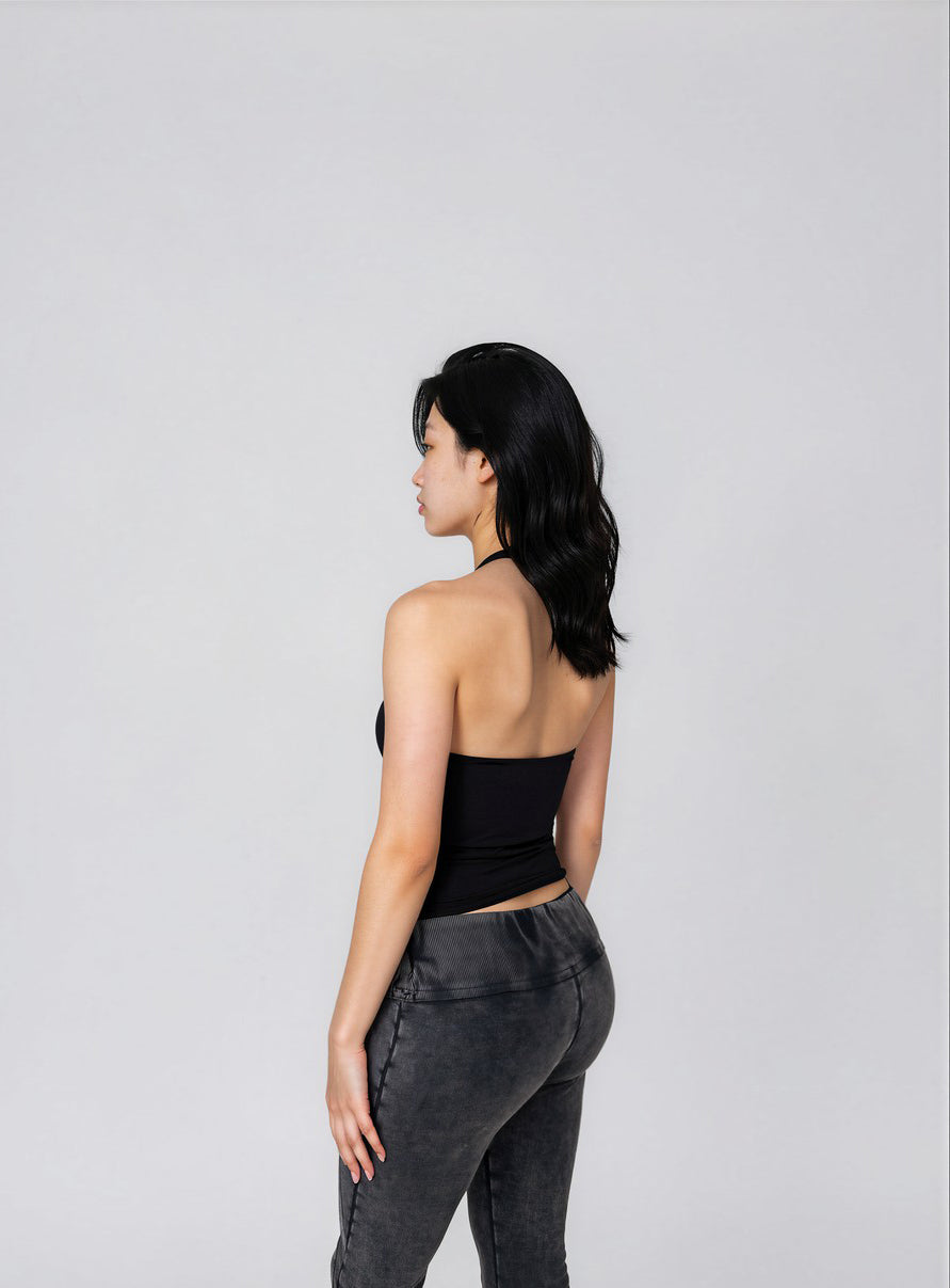 Halter Backless Top with Fake Bra Strap