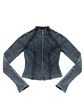 Washed Zip Up Fitted Jacket